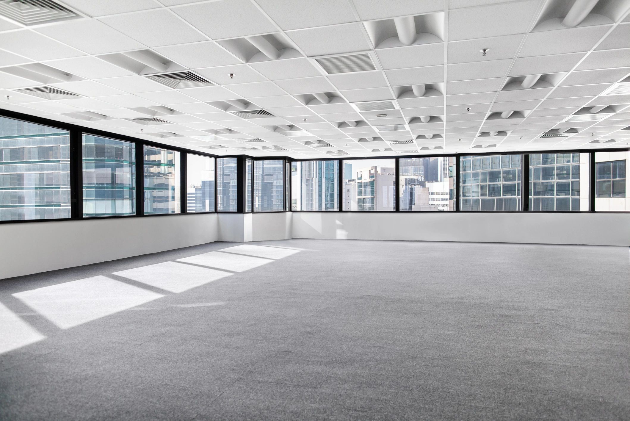 Empty commercial office interior ready for cleaning